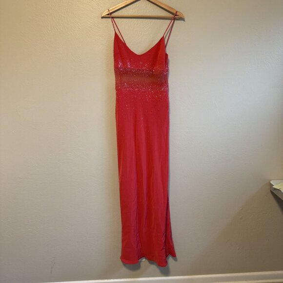 Vintage Cache Pink Beaded Maxi Dress Size 2 - Picture 2 of 10